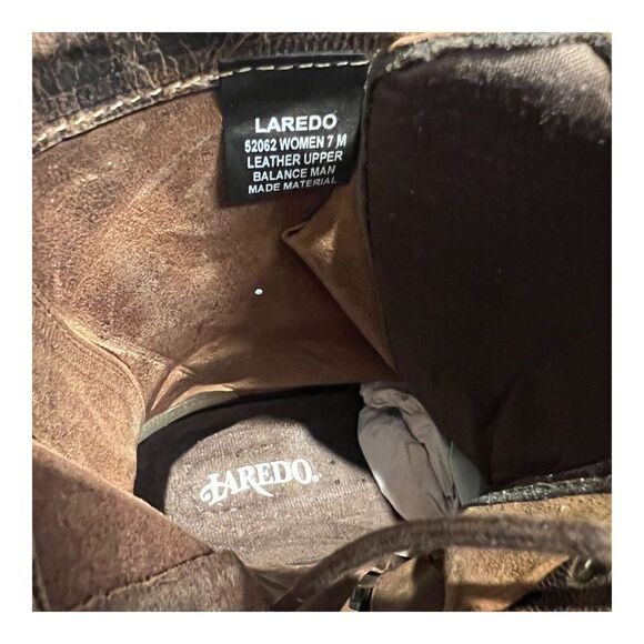 LAREDO BOOTS‎ WOMEN'S 7 BROWN SARA ROSE TAN SIDE-ZIP LEATHER WESTERN 52062 - Picture 2 of 11